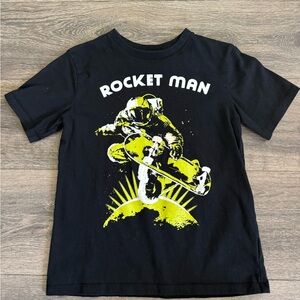 Sz 6/7 Rocket Man Black Kids T-Shirt